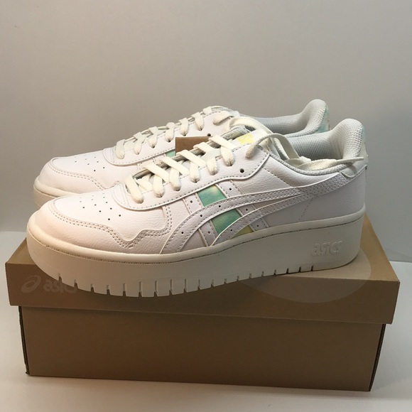 Asics Womenś Japan S PF Retro Platform Sneaker Size 9 White/Oasis Green Color - Picture 3 of 12